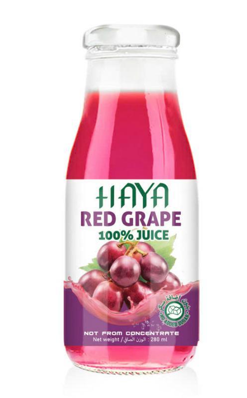 Haya 100% Natural Red Grape Juice 280ml in Glass Bottle – Sweet, Refreshing Drink with No Added Sugar